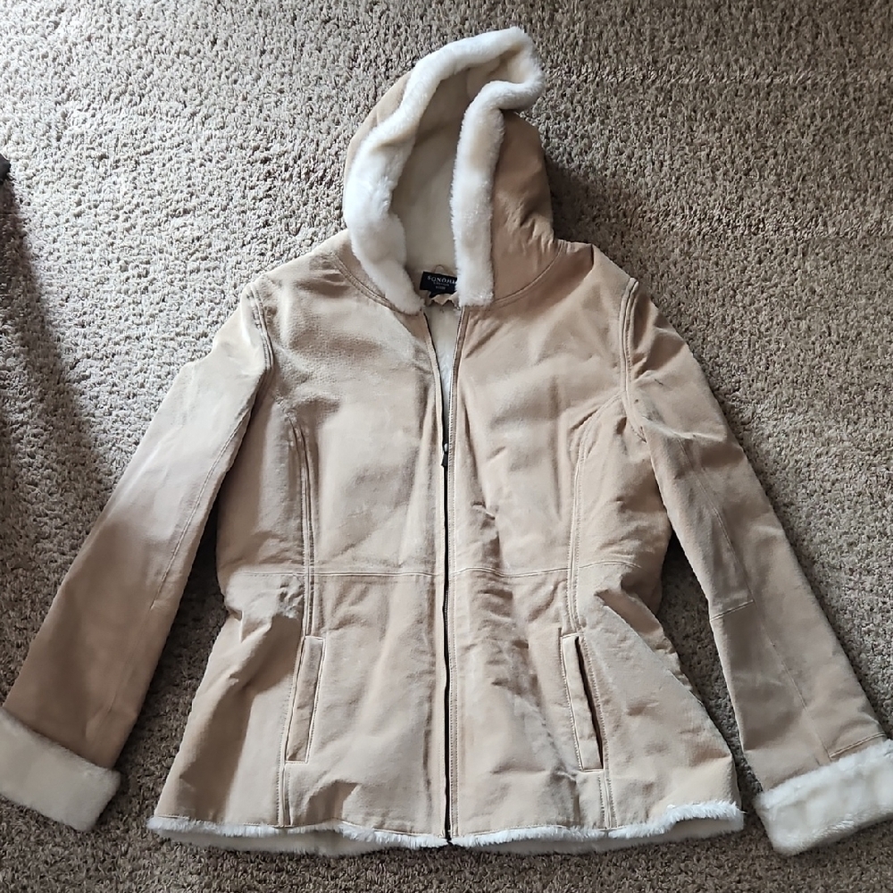 Sonoma Light Beige Hooded Teddy Coat